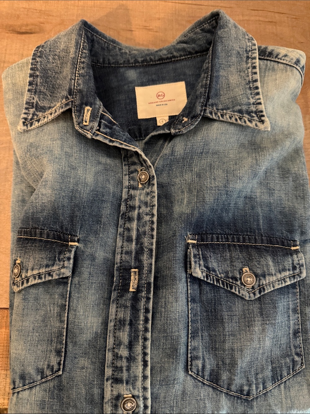 Ag Adriano Goldschmied Women's Denim Button-Up Shirt Jacket - Blue